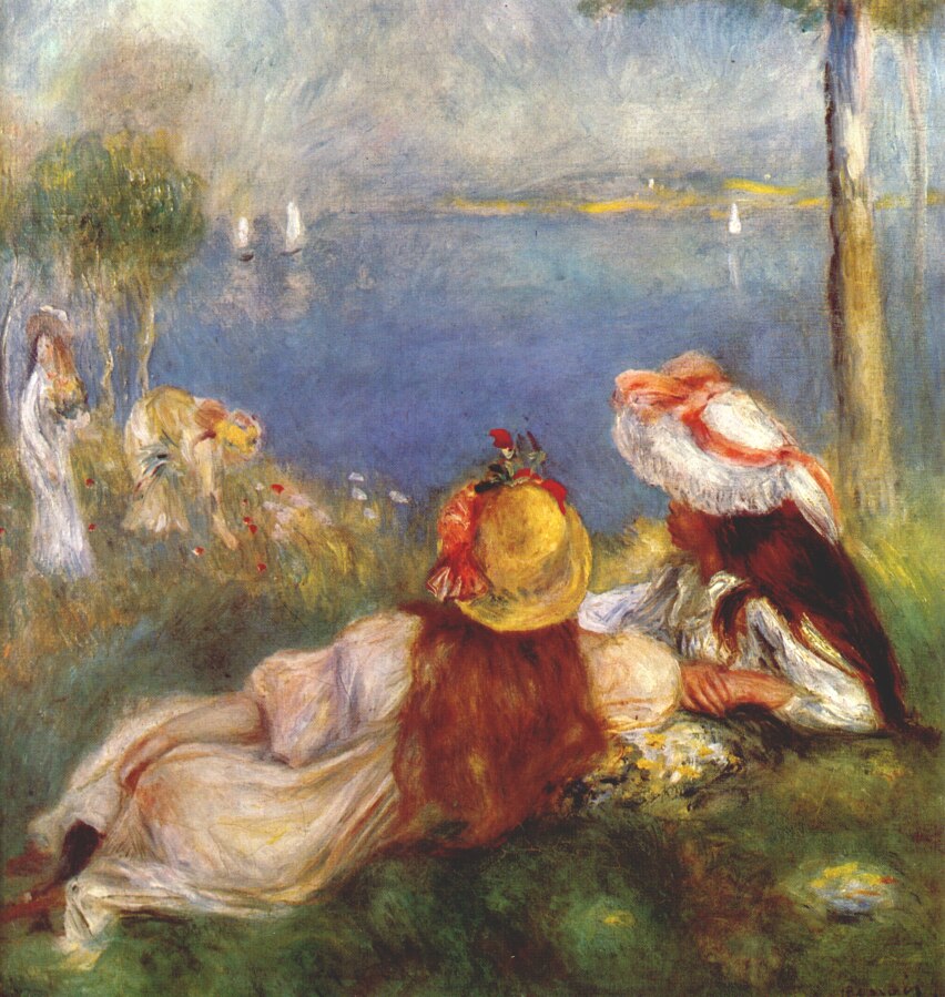 Girls on the seashore - Pierre-Auguste Renoir painting on canvas